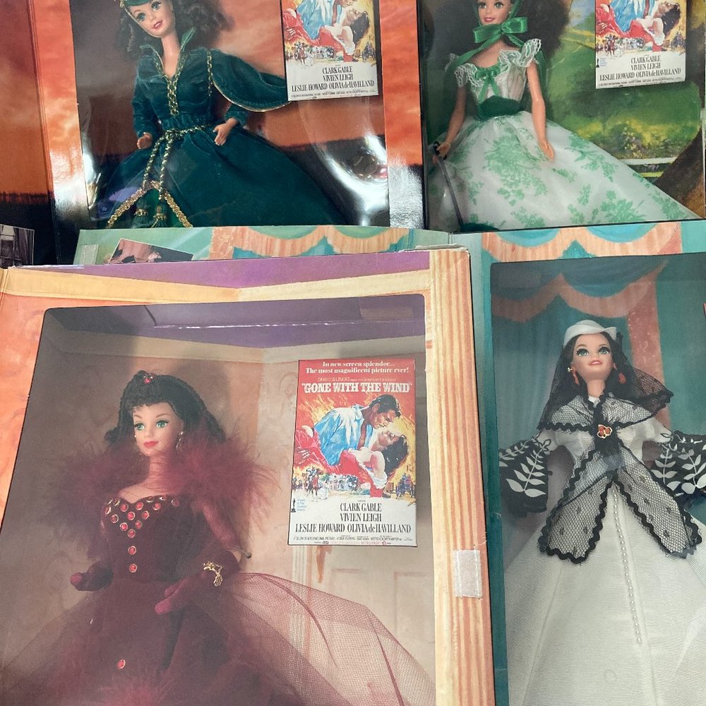 Vintage 1994 Hollywood Collection Gone with the Wind 4 Barbies New in Box $176